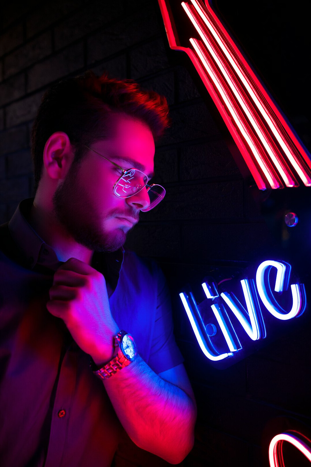 Portrait of a Turkish man live show producer with glasses